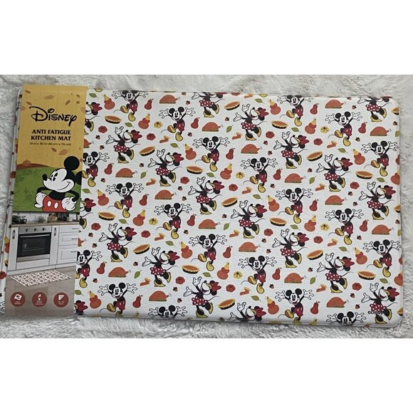 Disney Mickey & Minnie Mouse Anti Fatigue Kitchen Mat Thanksgiving 18x30” NEW - Picture 1 of 13